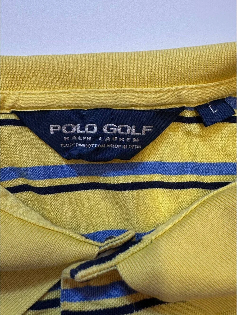 Lot of 2 Polo Ralph Lauren Polo Shirts Mens L Gray Yellow Striped Golf